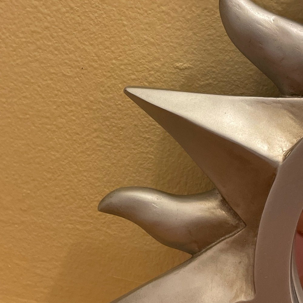 Vintage Silver Sunburst Wall Mirror - Decorative Home Wall Decor - Picture 5 of 5